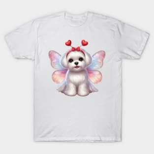 Valentine Fairy Maltese Dog T-Shirt